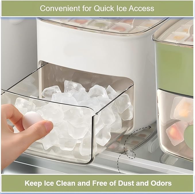 Ice Cube Tray with Lid & Bin Ice Maker Ice Trays - Image 2