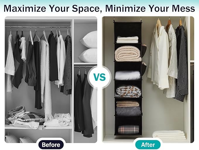 YOUDENOVA Hanging Closet Organizer, 6-Shelf Closet Hanging Storage Shelves - Image 6