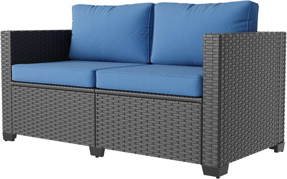 Aoxun 1 Piece Loveseats Patio Furniture Set, Wicker Outdoor Furniture Convers...