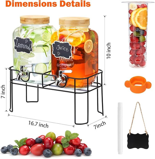 2 Pack 1 Gallon Glass Drink Dispenser - Image 2