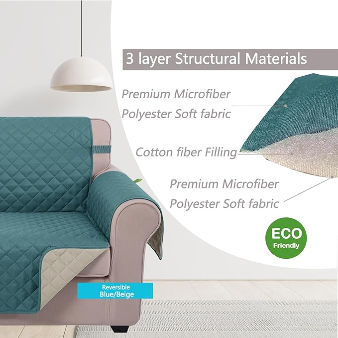 U-NICE HOME Recliner Chair Covers Reversible Quilted Water Repellent Pet - Image 5