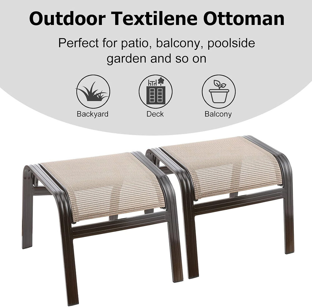 Outdoor Patio Footstools Aluminum Outdoor Ottomans Footrest Small Seating Wic...