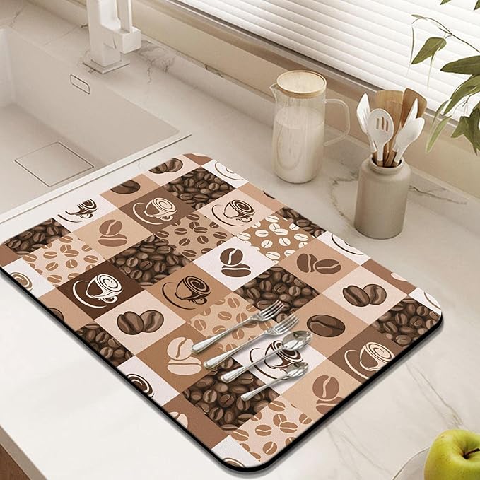 Coffee Bar Mat Accessories for Countertop Super Absorbent Anti-Slip Silicone - Image 4