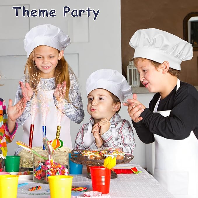 Kids Apron and Chef Hat Set, 16 Pieces Boys Girls Kids Apron - Image 5
