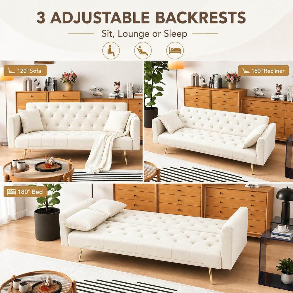 Anwick 72''Modern Velvet Sofa Bed Futon,Convertible Folding Sleeper C...