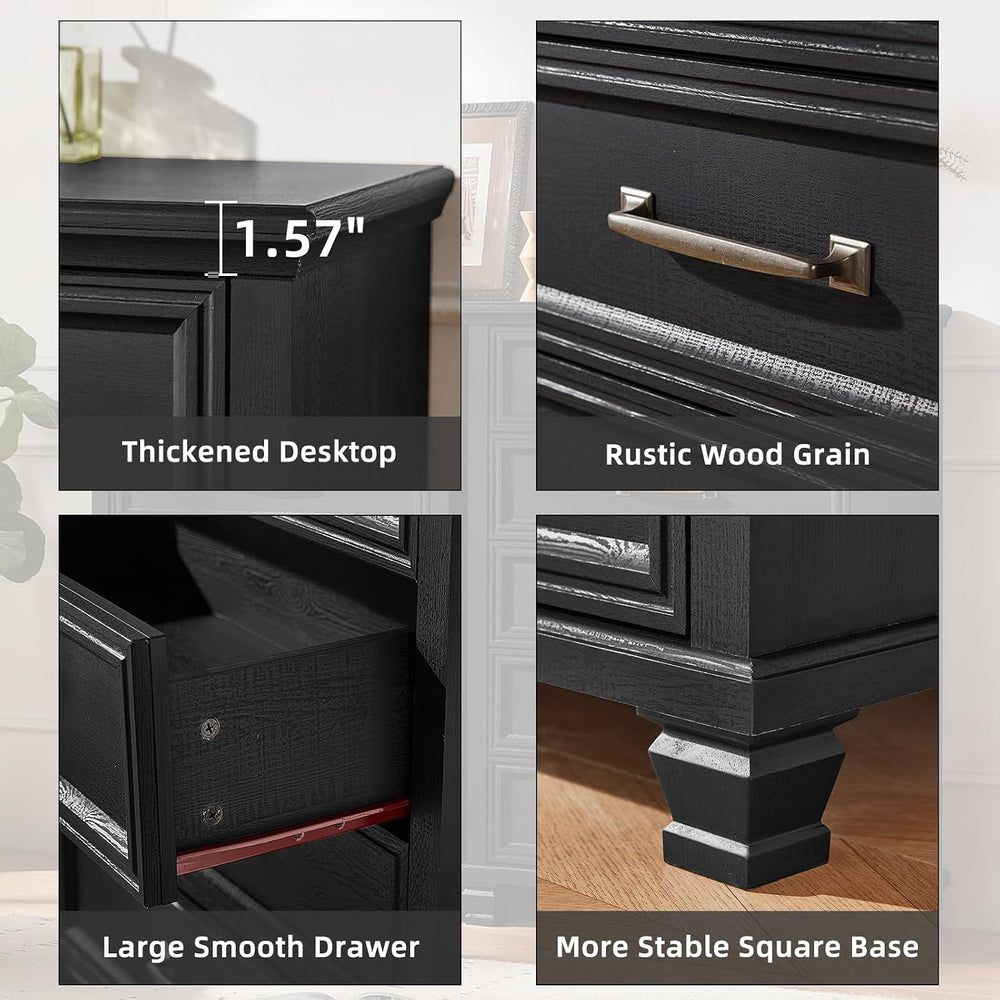 SAVOR LIFE Farmhouse Dresser and Nightstand Set of 2, Black