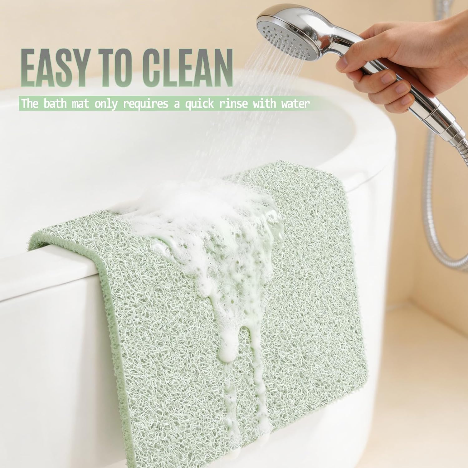 17 * 30in Shower Mat Bathtub Mat Non Slip | Bathmats Non Slip, Quick Drying Foot Scrubber Loofah Mats for Inside Shower, Tub, Bathroom, Home, Mint Green