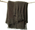 lifein Throw Blanket for Couch, Soft Boho Decor Bed Throw, Cozy Brown Knitted by lifein