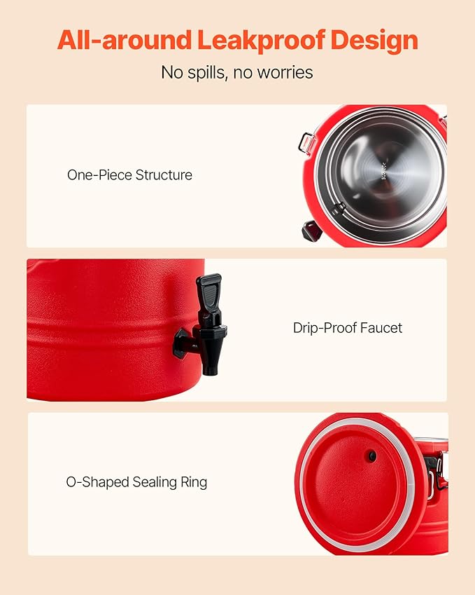 VEVOR Insulated Beverage Dispenser, 8 Gal/30.3L Thermal Hot and Cold Drink - Image 6