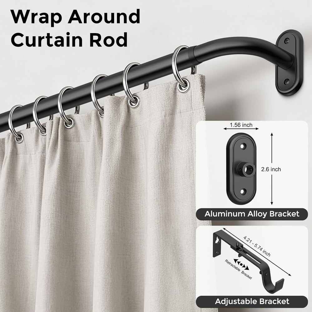 Curtain Rod 36-120 Inch, Black Heavy Duty Curtain Rods for Windows
