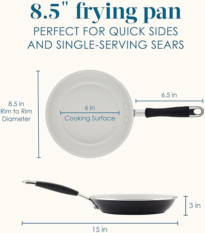Rachael Ray Cucina Ceramic Nonstick Frying Pan/Skillet, 8.5 Inch Non Stick Open - Image 2