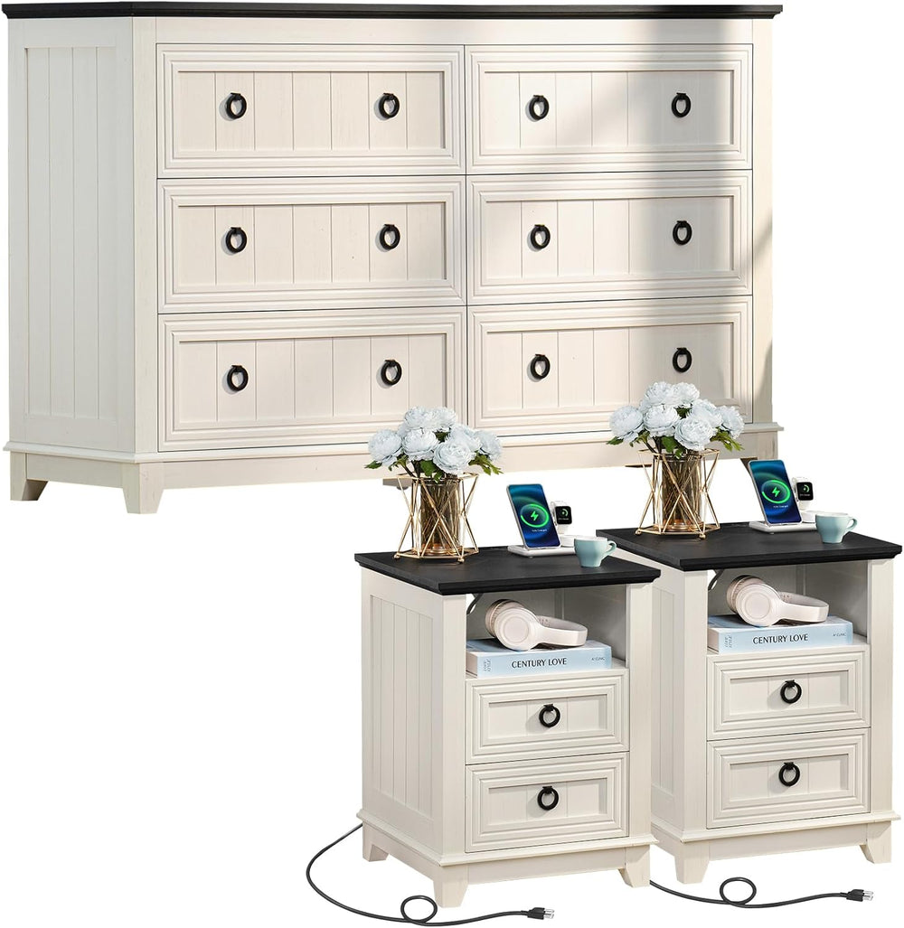 Joaxswe Farmhouse Dresser and Nightstand Set 3 for Bedroom