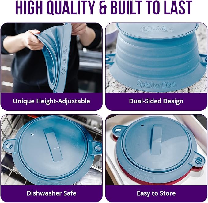 L.I.Q Silicone Splatter Guard – Fits 10 and 12 Inch Pots – Microwave Safe and