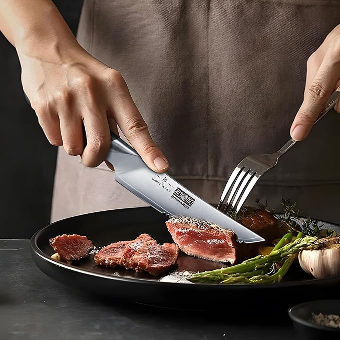 HOSHANHO Steak Knives Set of 6, Ultra Sharp 4.5 Inch Serrated Steak Knife Set - Image 5