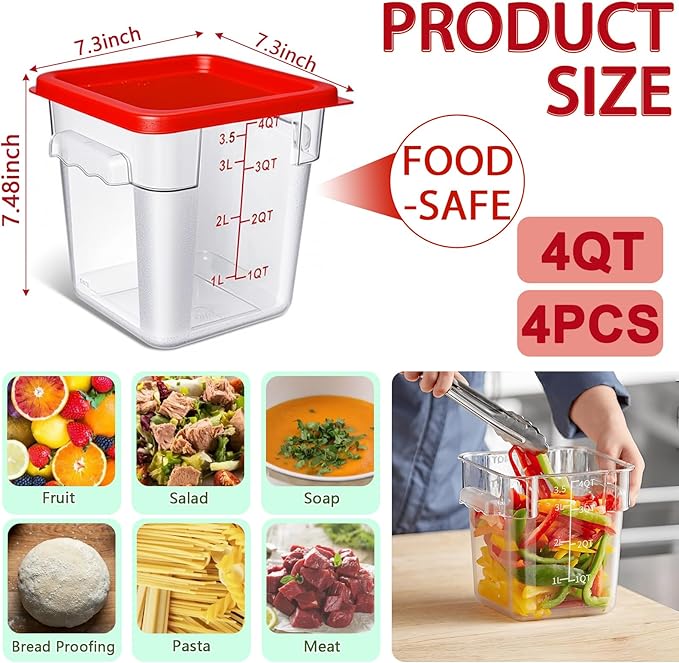 4 Pack 4QT Food Storage Containers