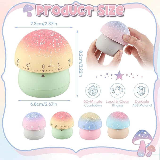 Amylove 4 Pieces Cute Kitchen Timer Animal Mechanical Manual 60 Minutes Loud - Image 2