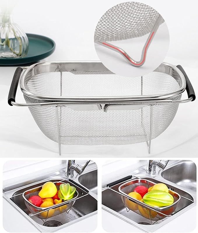 AJIODA Over The Sink Colander, 4 Quarts Stainless Steel Oval Colander - Image 5
