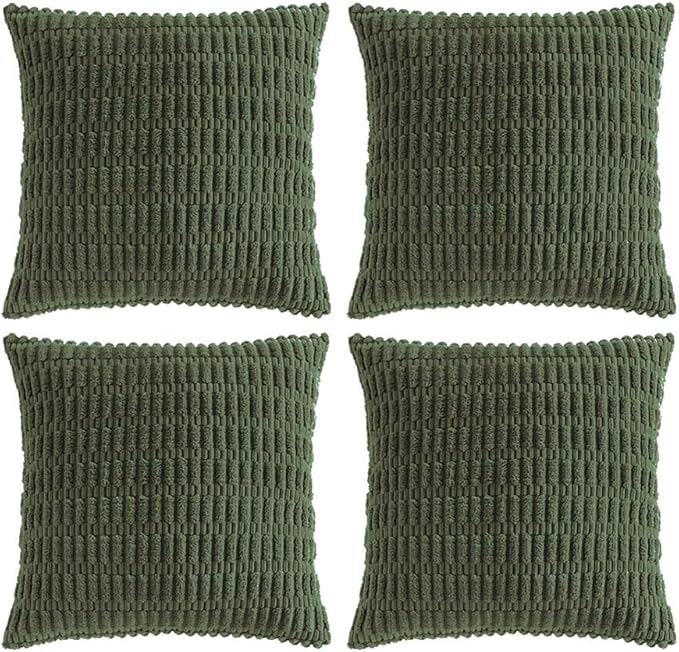 Fancy Homi 4 Packs Boho Olive Green Decorative Throw Pillow Covers 22x22 Inch by Fancy+Homi
