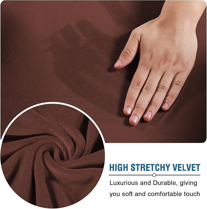 H.VERSAILTEX Modern Velvet Plush 4 Piece High Stretch Sofa Slipcover Furniture - Image 5