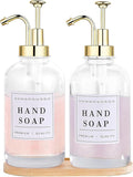 Glass Soap Dispenser with Pump, Countertop Soap and Lotion Dispenser Set of 2 by POLLOCKDirect