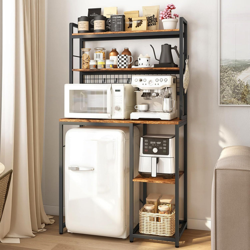 Multi-Functional Mini Fridge Stand, Mini Fridge and Microwave Storage Shelves...