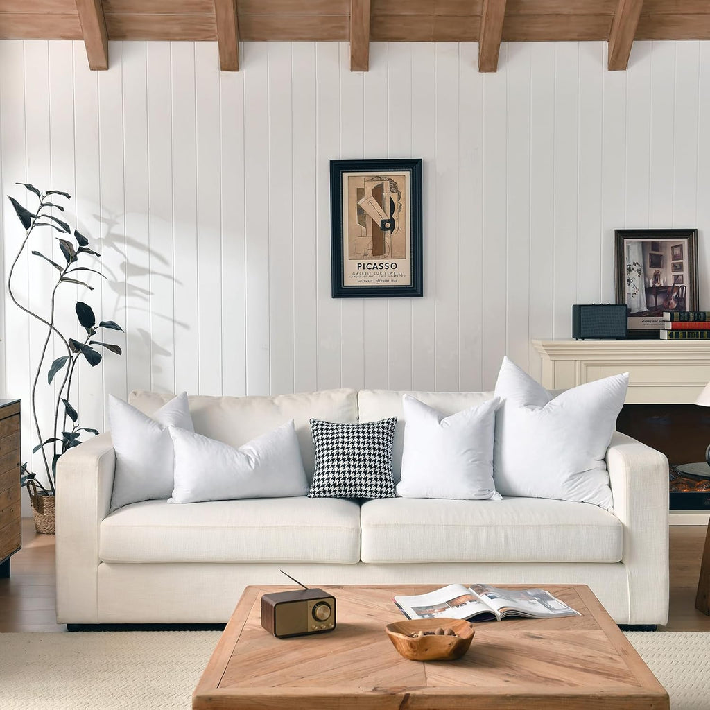 basic home 28x28 Euro Throw Pillow Insert-Down Feather Pillow Insert-Cotton Fabric-White-1 Piece
