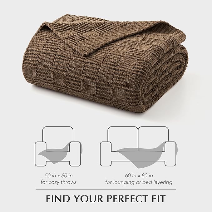 EVERGRACEHOME Modern Checkered Chenille Throw Blanket, Soft Cozy Plaid Knitted - Image 9