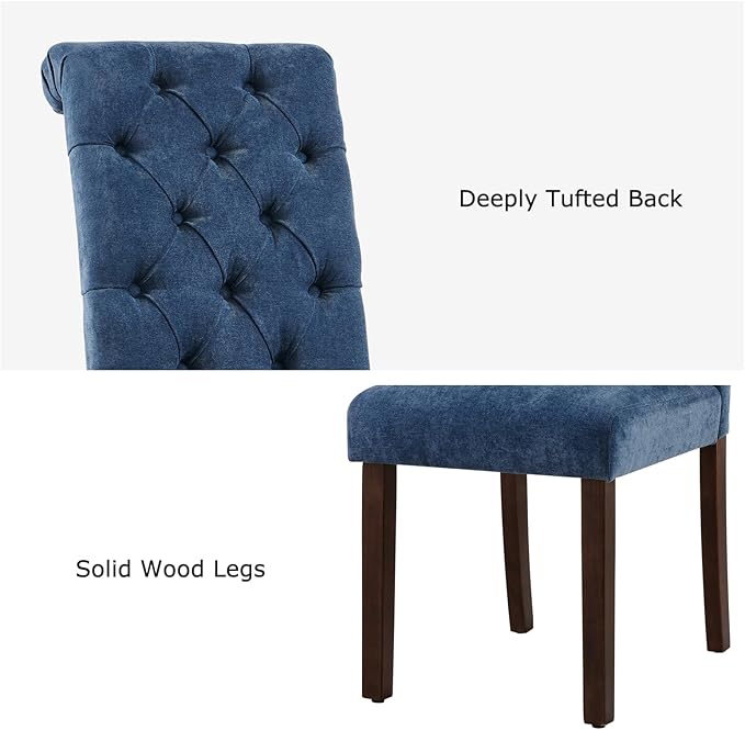 Tufted Dining Chairs Set of 4, Upholstered Parsons Dining Room Chairs, Fabric...