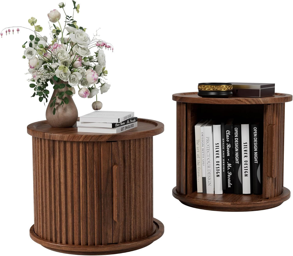 KEIKI 2-Piece Round Nesting Coffee Table Set, Coffee Table with Storage | Wal...