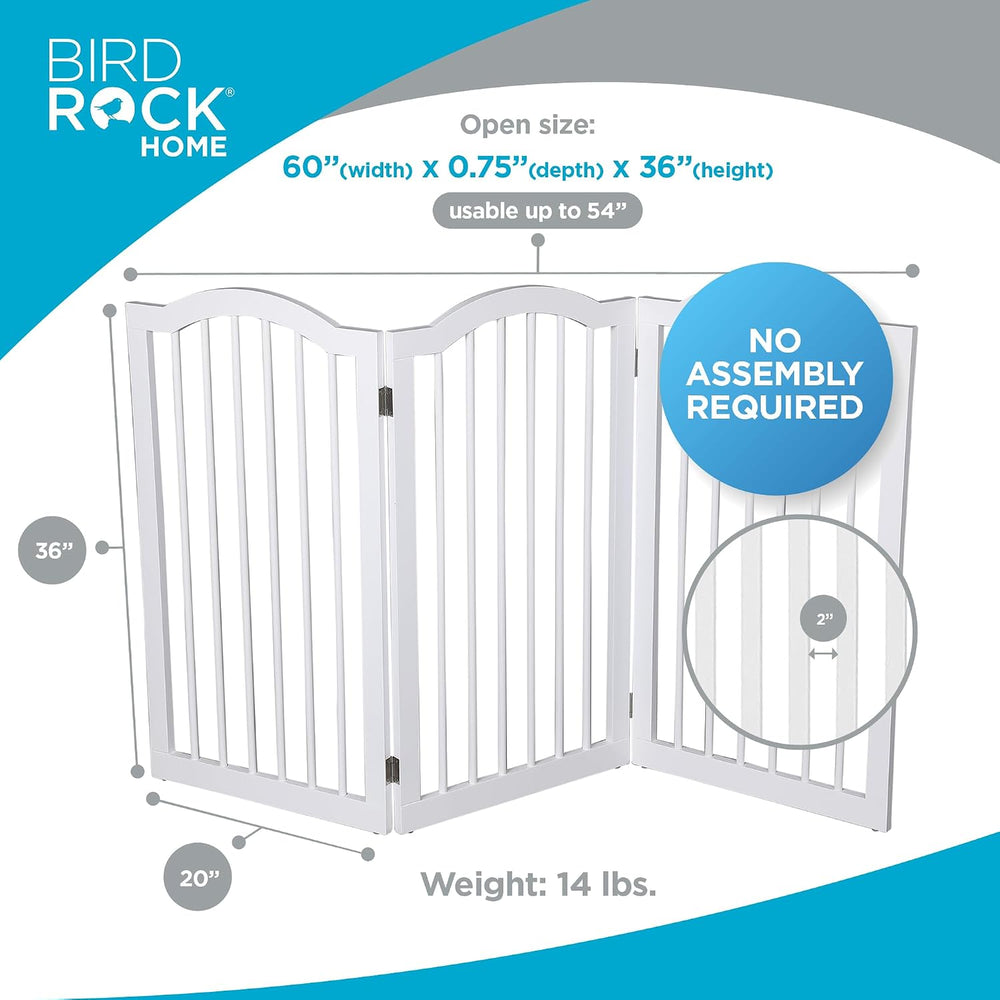 INTERNET'S BEST Arched Top Dog Gate | 3 Panel, 36" H Wooden Pet Barr...