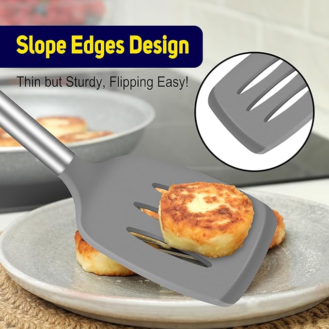 HOTEC Silicone Spatula Set of 2 Heat-Resistant 600°F & BPA-Free Kitchen - Image 4