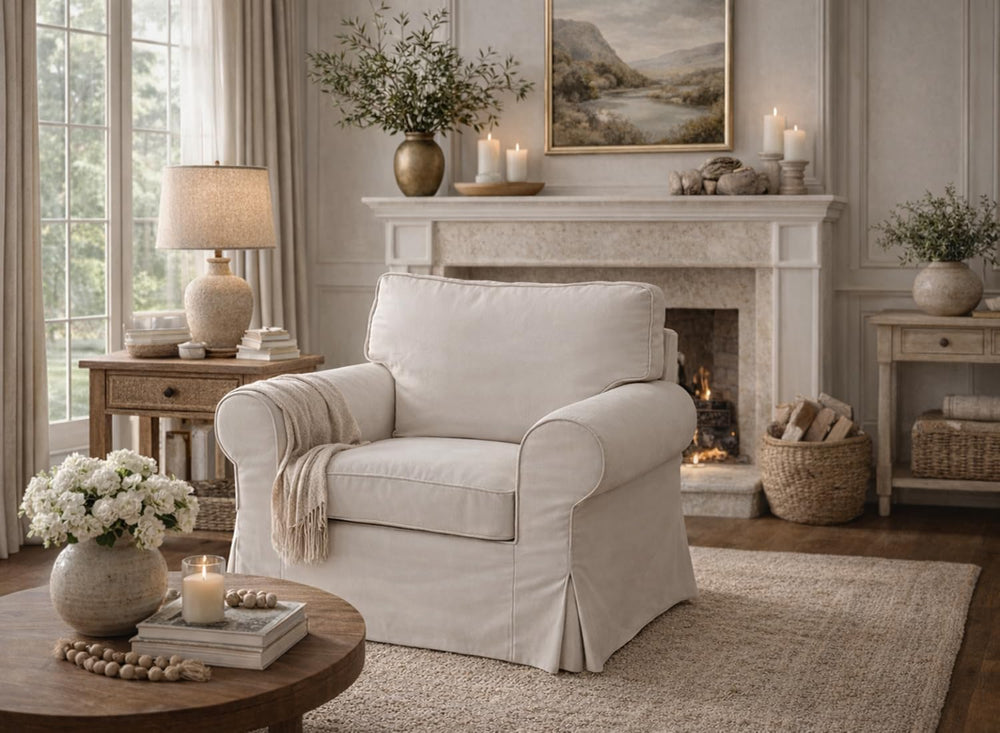 Polyester Flax Ektorp Chair Cover Compatible with IKEA Armchair Slipcover