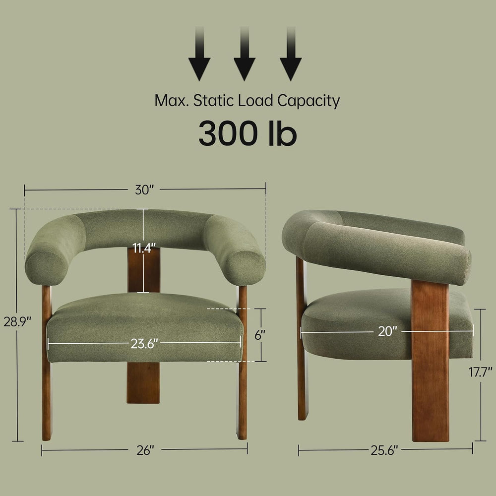 Usaint Upholstered Barrel Accent Chair Set of 2 with Walnut Wood Legs