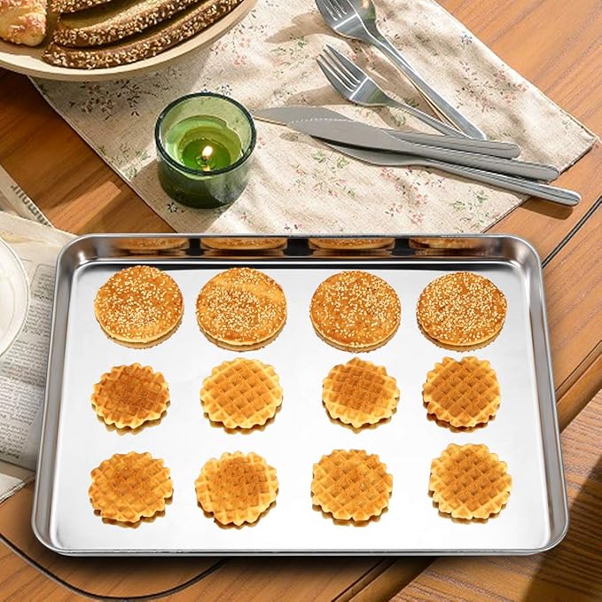 Baking Sheets Set of 2, Bastwe 16 inch Cookie Sheets & Stainless Steel Baking - Image 7