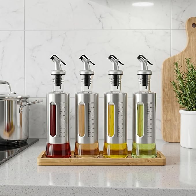 Olive Oil Dispenser for Kitchen, 2 Pack 10oz/300 ML Cooking Oil and Vinegar - Image 9