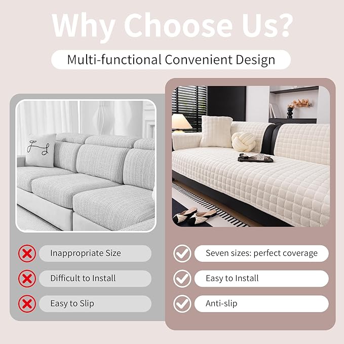 Velvet Couch Cover, Washable Sectional Sofa Cover, Anti Slip Sofa Slipcovers - Image 4