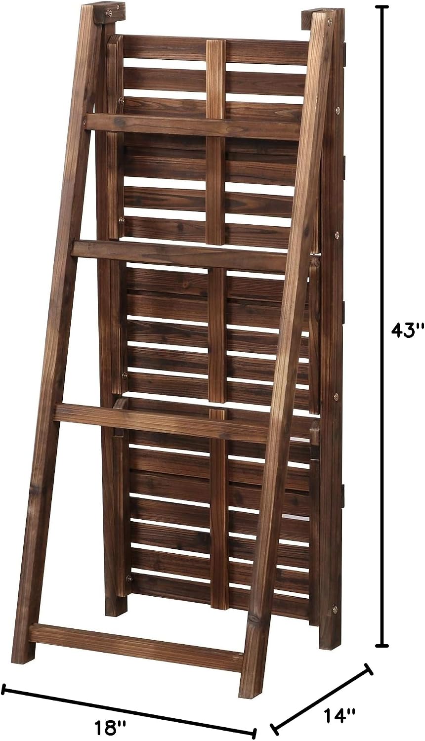 Yaheetech 4-Tier Foldable Shelf, Wood Ladder Shelf for Living Room Storage | ...