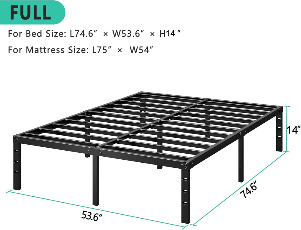 HLIPHA Metal Platform Bed Frame 14 Inch Tall,No Box Spring Needed,Full Size B...