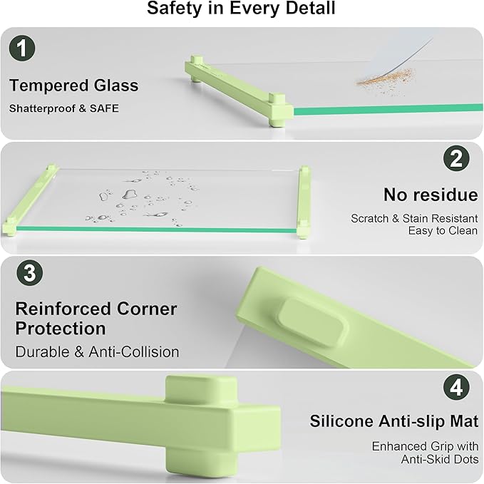 2PCS Glass Cutting Board with Silicone Grip, 80% Stronger Shatter Resistance - Image 4