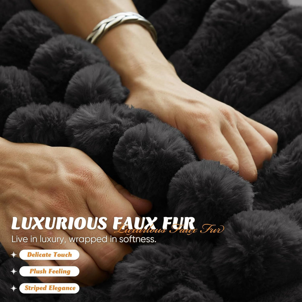 Oversized Chaise Lounge Indoor, Modern Plush Faux Fur Fabric Deep Seat Bonele...