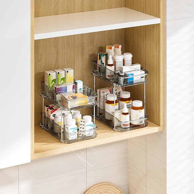 Delamu 2-Tier Under Sink Organizers and Storage, Pull Out Kitchen Pantry - Image 8