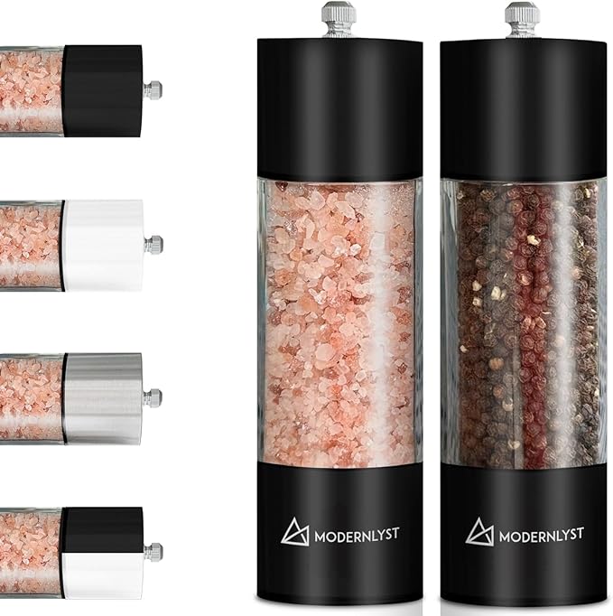 Manual Salt and Pepper Grinder Set of 2 | Large Round Salt and Pepper Shakers by Modernlyst