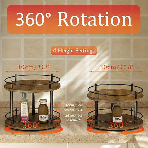 2 Tier Lazy Susan Organizer, 2-Tier Spinning Spice Rack - Image 2