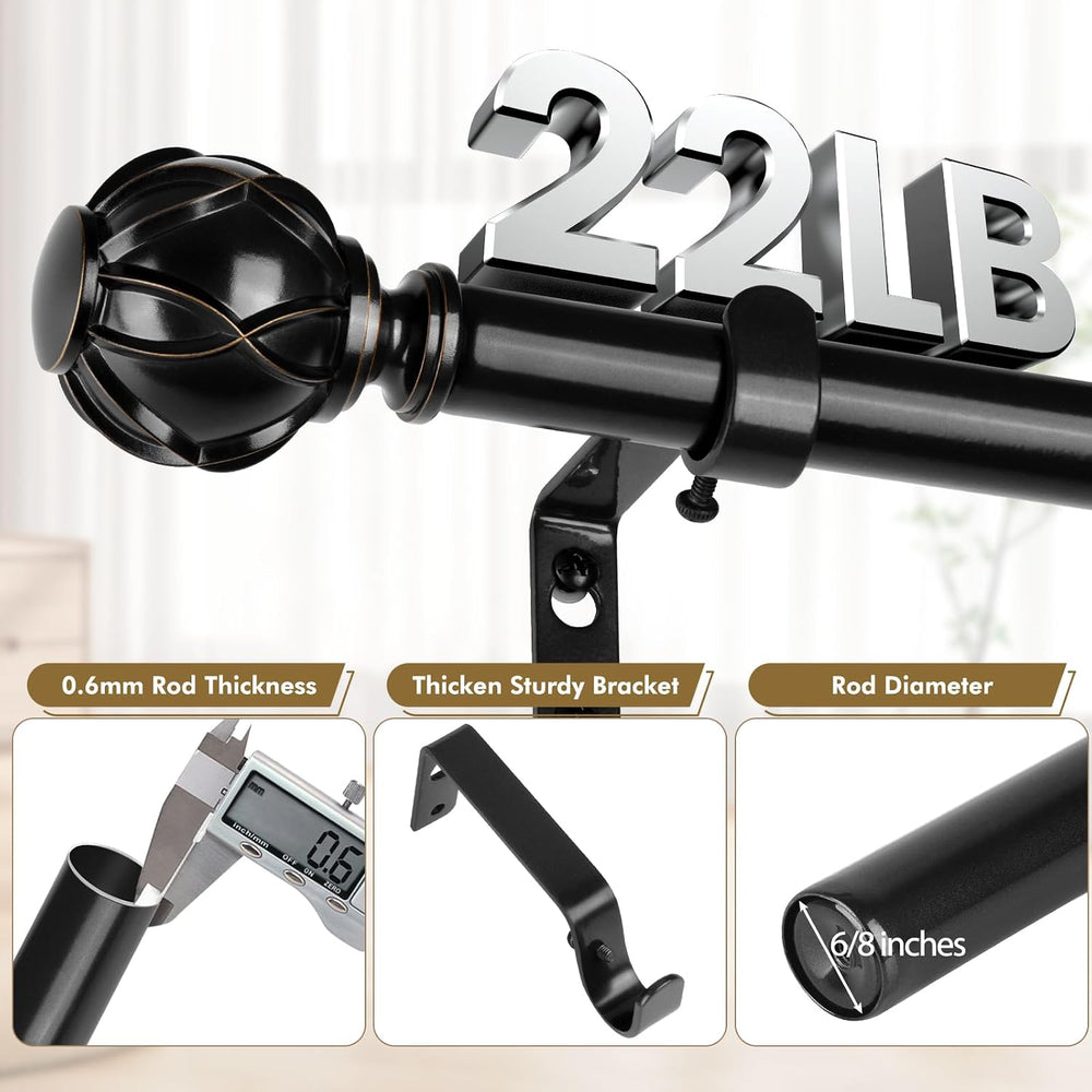 HOTOZON Curtain Rods for Windows 2 Pack 32-86 Inches, Black