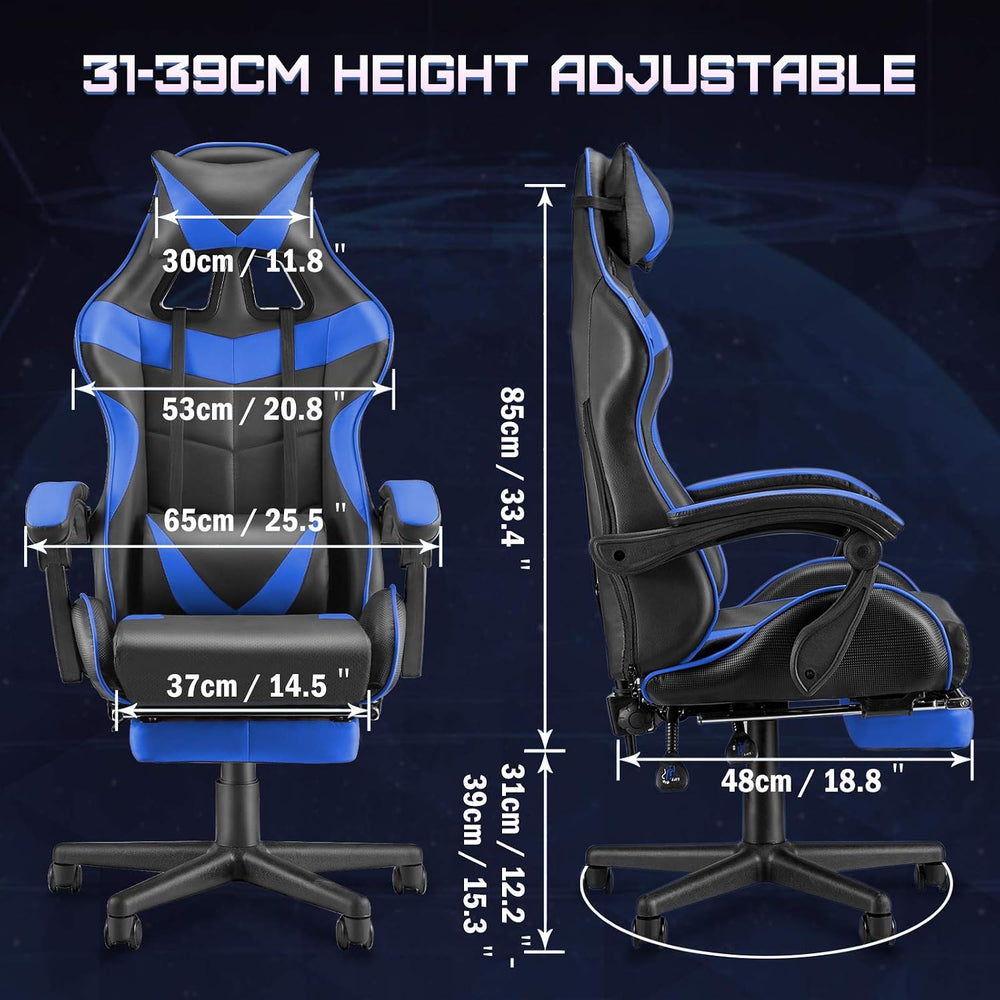 Huracan Gaming Chair with Footrest, Ergonomic Computer Chair Lumbar Support, ...