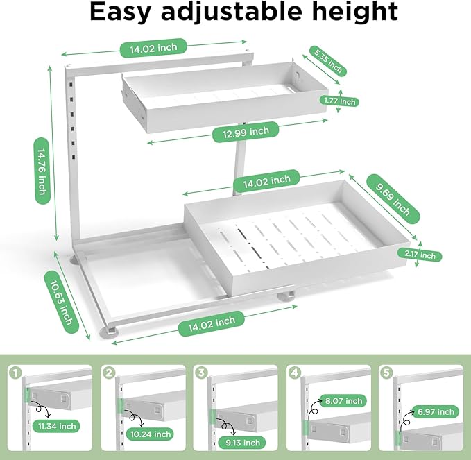Under Sink Organizer Bathroom Kitchen: 2 Pack 2 Tier Metal Under Cabinet Storage - Image 6