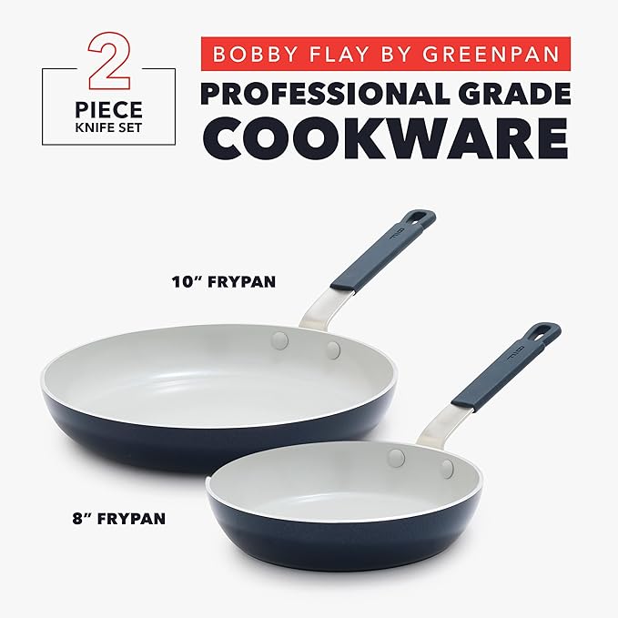 GreenPan x Bobby Flay 2 Piece- 8” and 10” Nonstick Frying Pan Skillet Set - Image 4