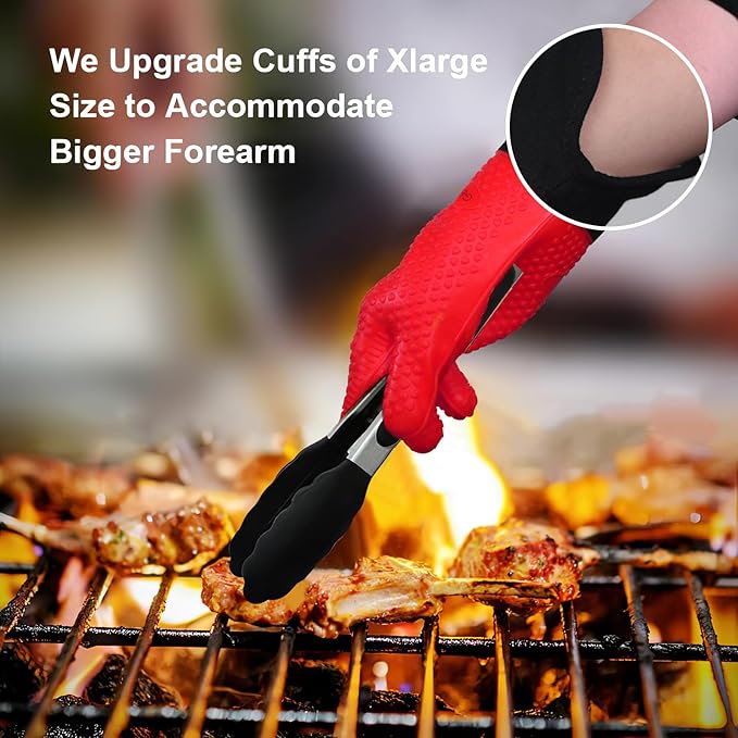 GEEKHOM BBQ Gloves Heat Resistant Oven Mitts - Image 2