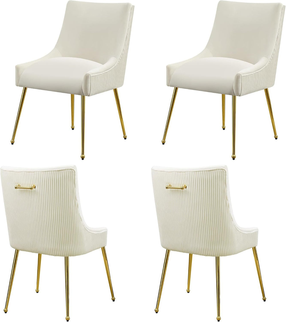 Velvet Dining Chairs Set of 4 Gold Legs,Upholstered Velvet Accent Chairs, Ple...