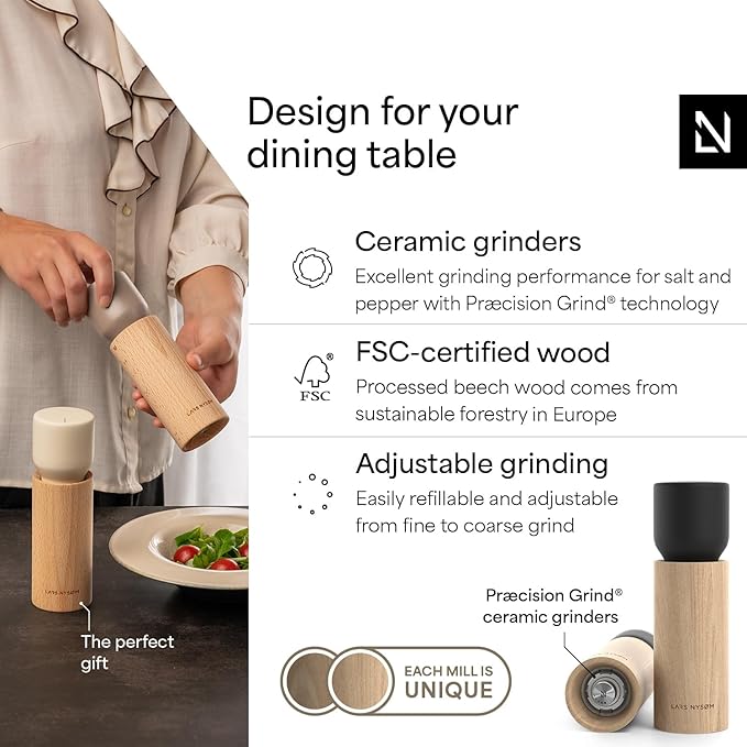 LARS NYSØM Wooden Salt and Pepper Grinder Set Manual - Image 2